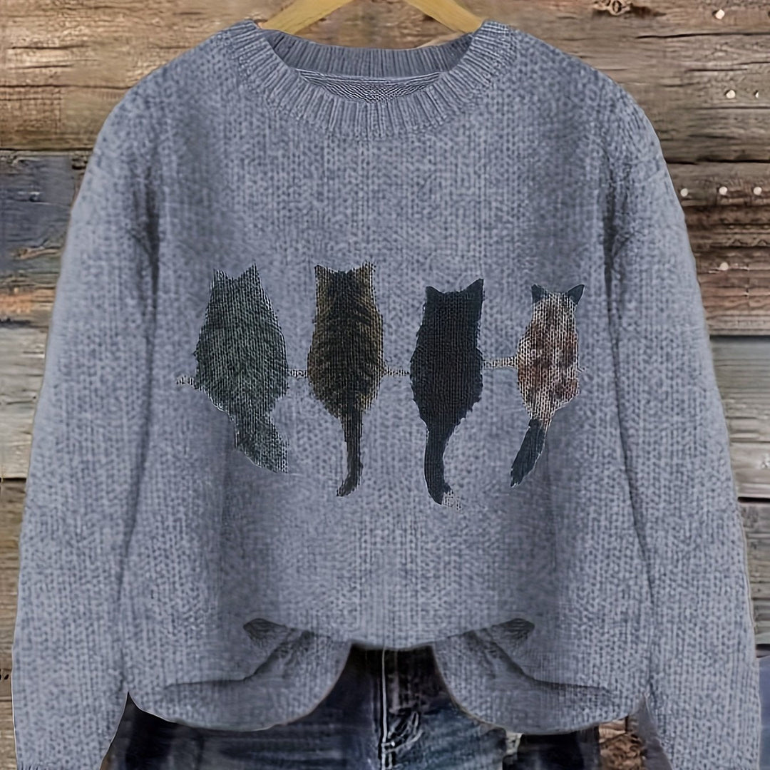 Tamara | Cozy Cat-Print Jumper