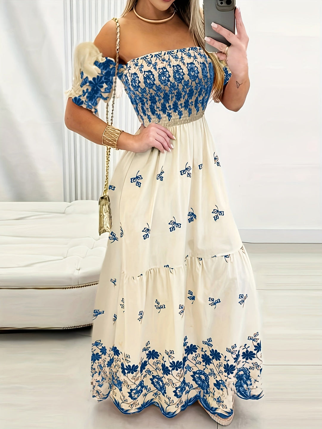 Seraphina | Off-the-Shoulder Floral Maxi Dress