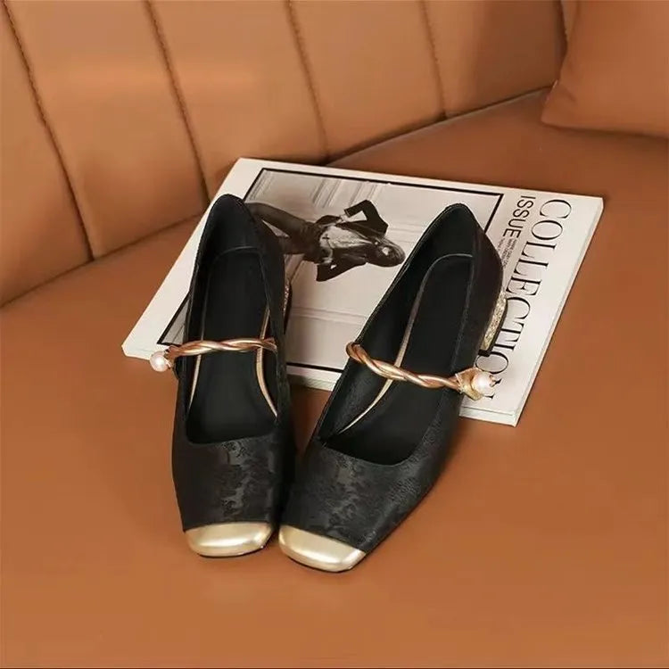 Camille | Vintage Braided Pearl Strap Shoes