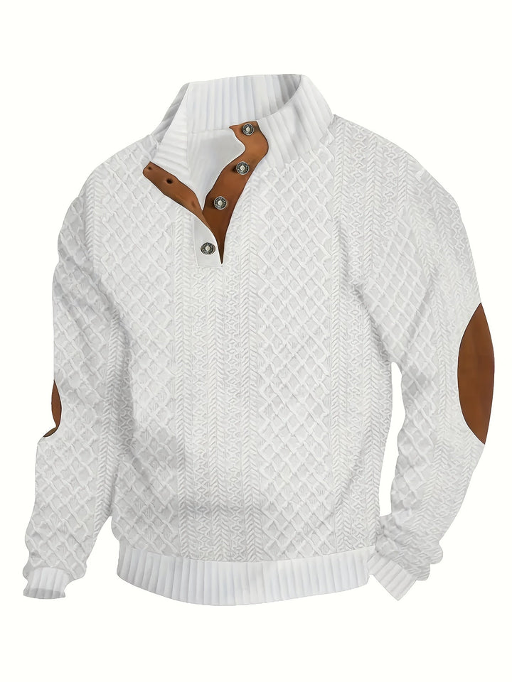 Ronan | Stand Collar Button Henley Jumper