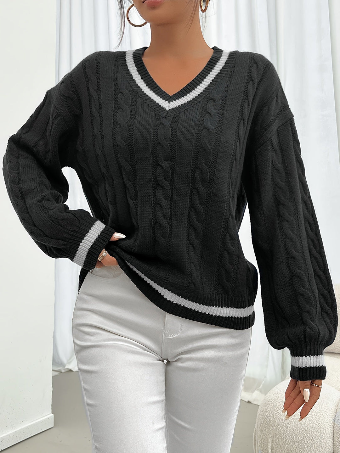 Camryn | Cable-Knit V-Neck Jumper