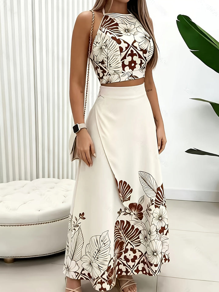 Maura | Tropical Print Two-Piece Skirt Set
