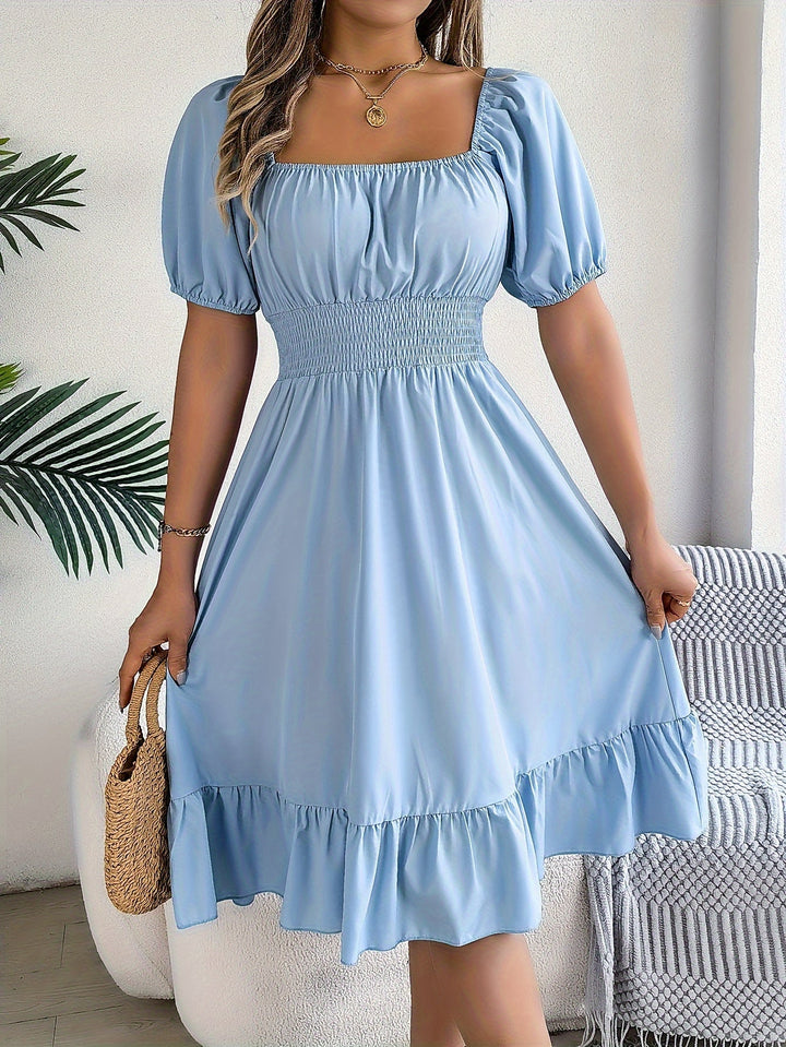 Whitney | Square Neck Ruffled A-Line Dress