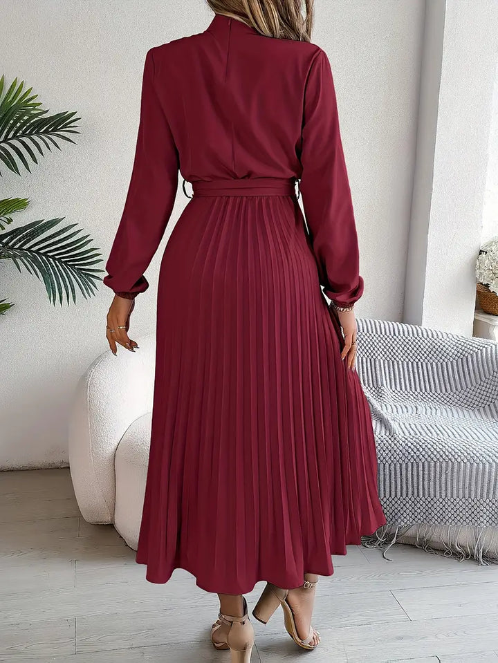 Isabelle | Long-Sleeve Belted Waist Midi Dress