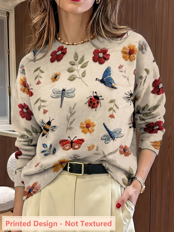 Elsie | Botanical Print Crewneck Jumper
