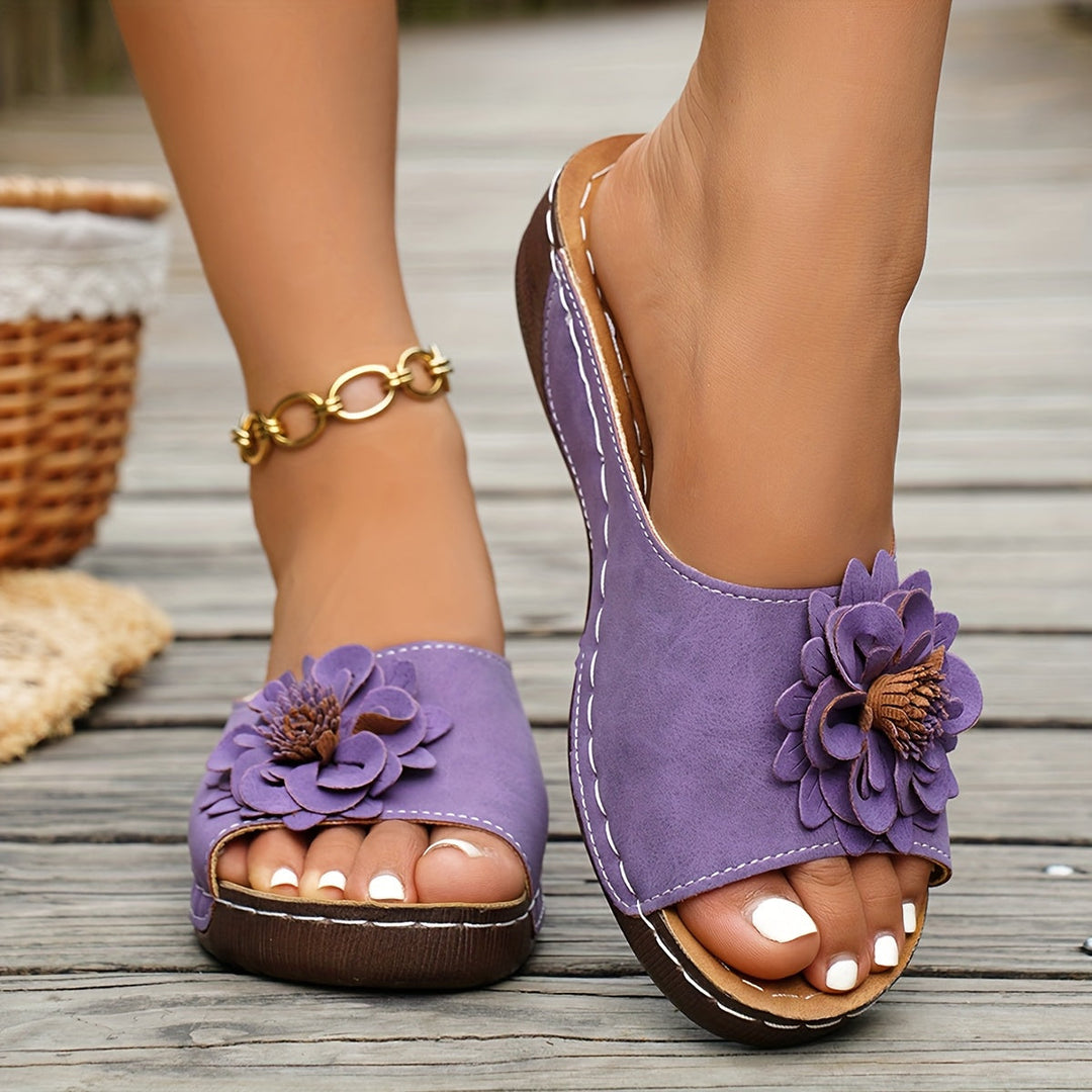 Melanie | Floral Comfort Wedge Sandals