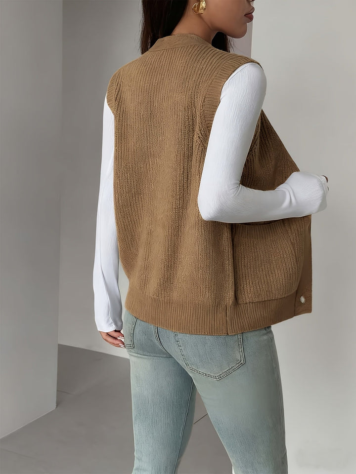 Miriam | Buttoned V-Neck Knit Vest