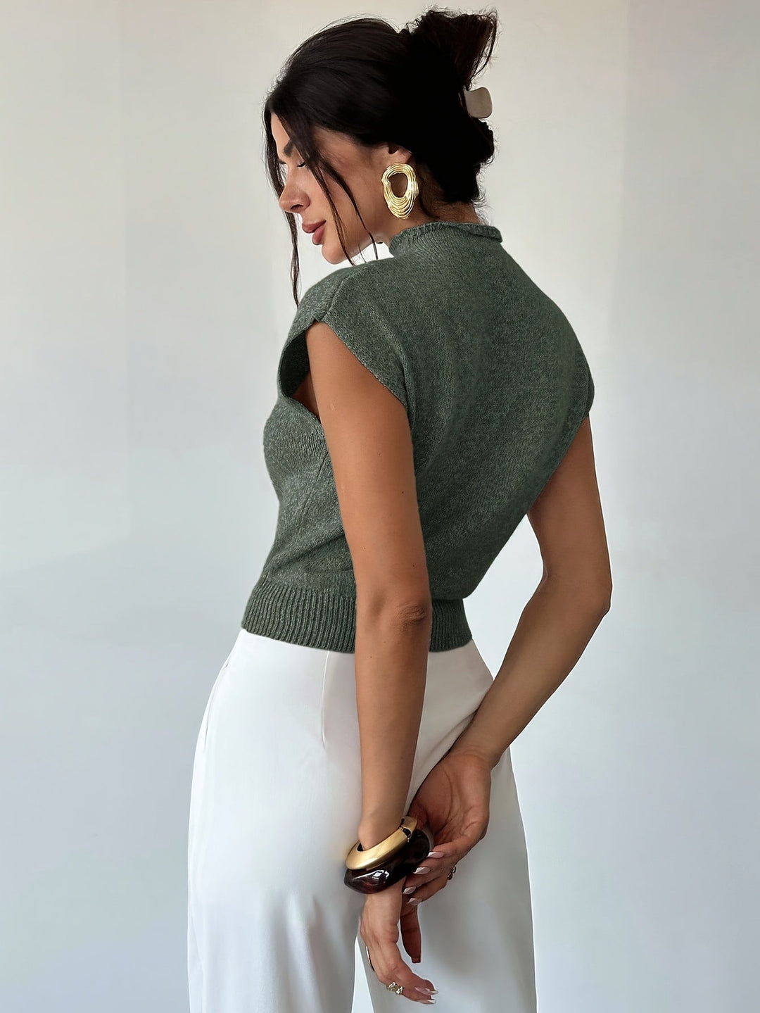 Claudia | Mock Neck Sleeveless Jumper Vest