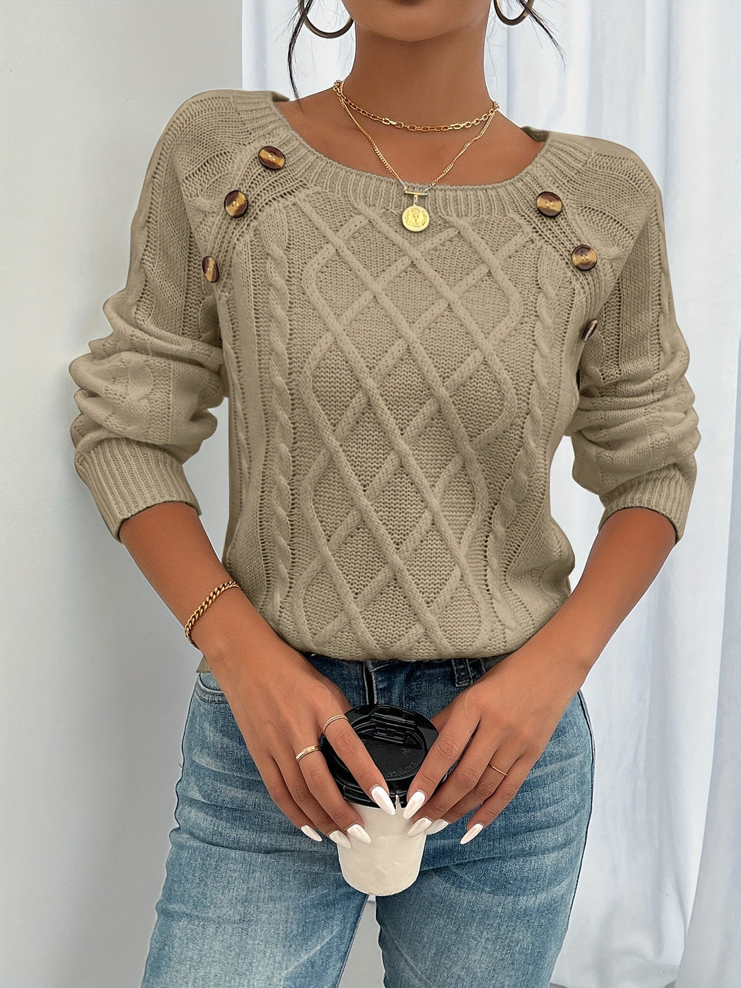 Kathleen | Textured Button Jumper