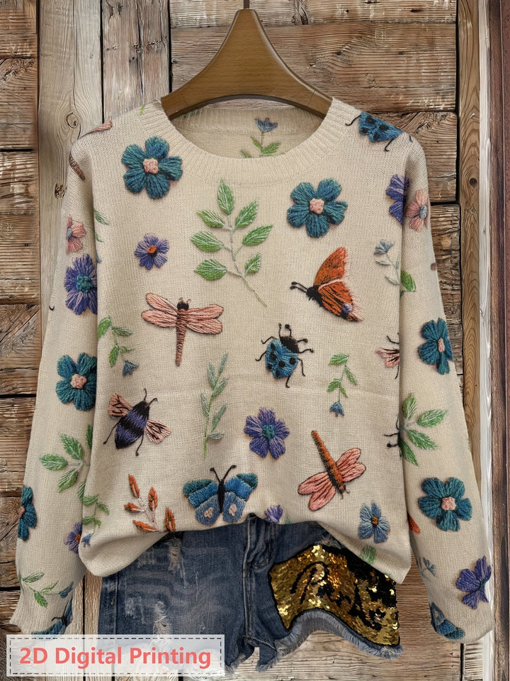 Elsie | Botanical Print Crewneck Jumper