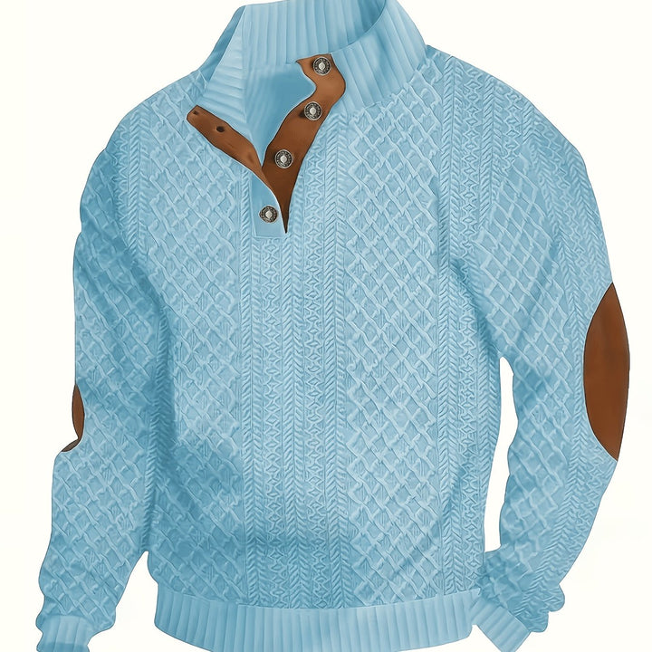 Ronan | Stand Collar Button Henley Jumper