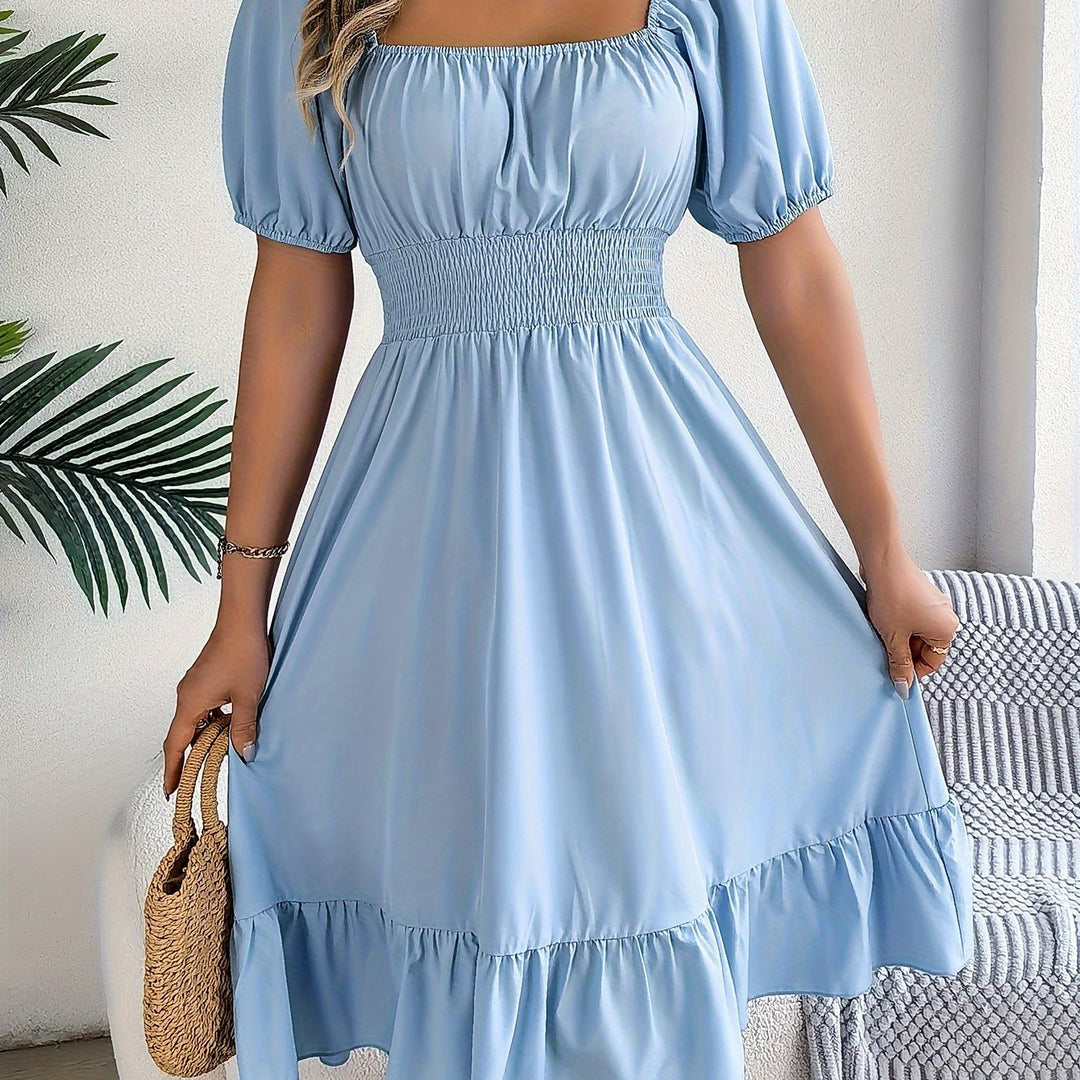 Whitney | Square Neck Ruffled A-Line Dress