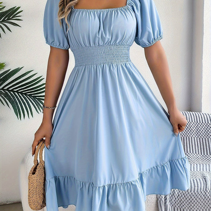 Whitney | Square Neck Ruffled A-Line Dress