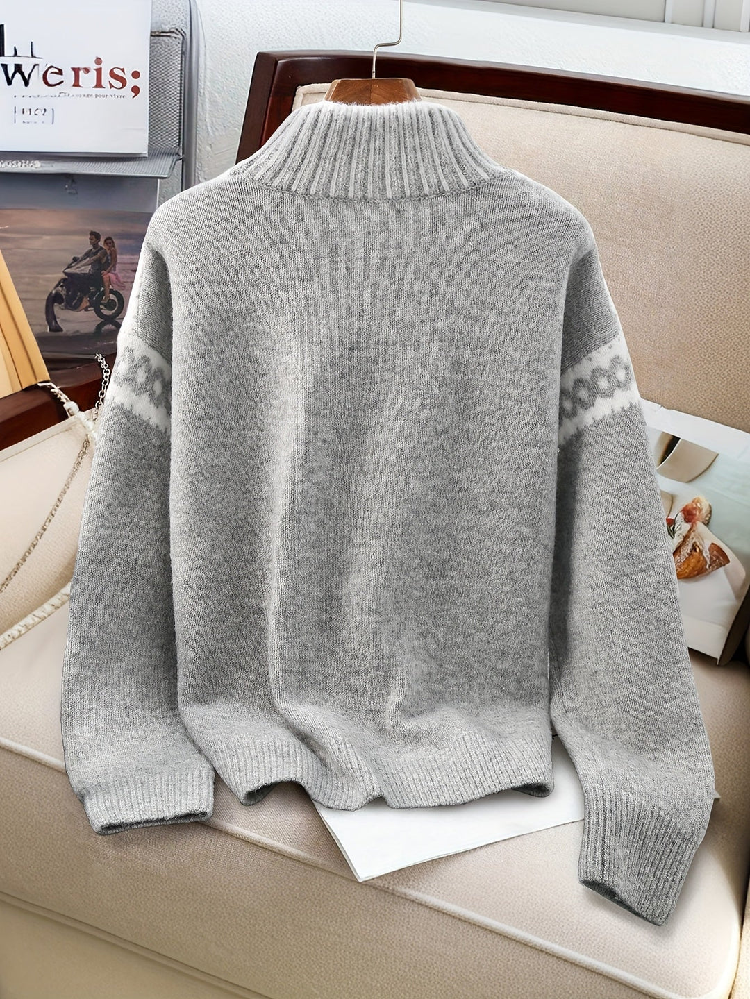 Corinna | Contrast-Trim Mock-Neck Jumper