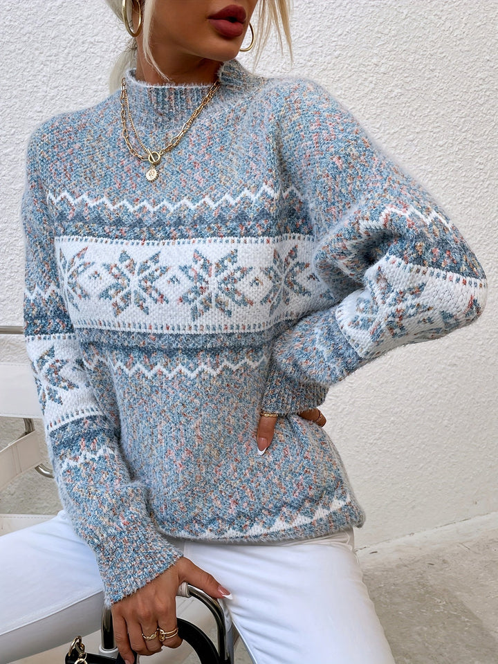 Tamsin | Cozy Snowflake Mock-Neck Jumper