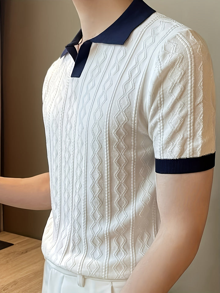 Barrett | Textured Contrast-Collar Polo Shirt