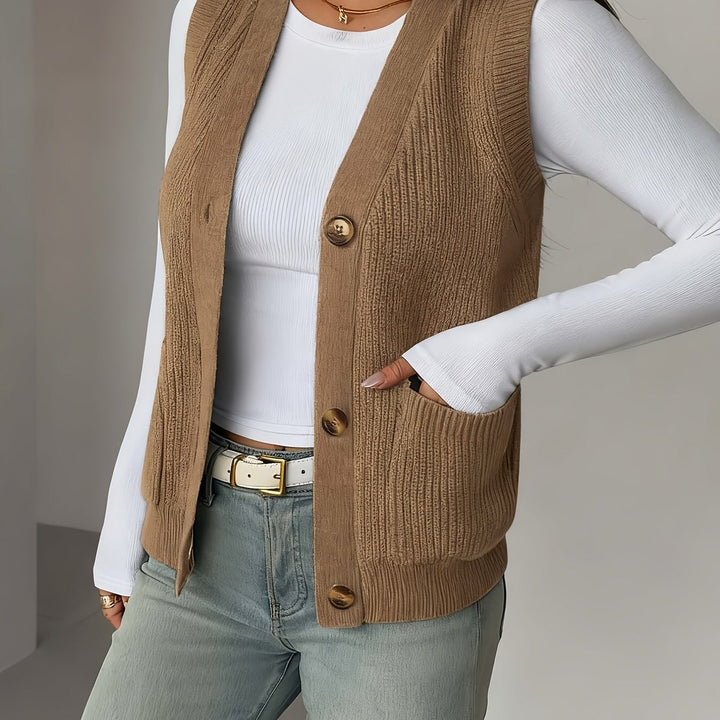 Miriam | Buttoned V-Neck Knit Vest