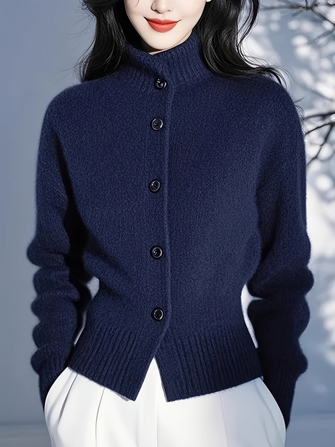 Margot | High-Neck Button Cardigan
