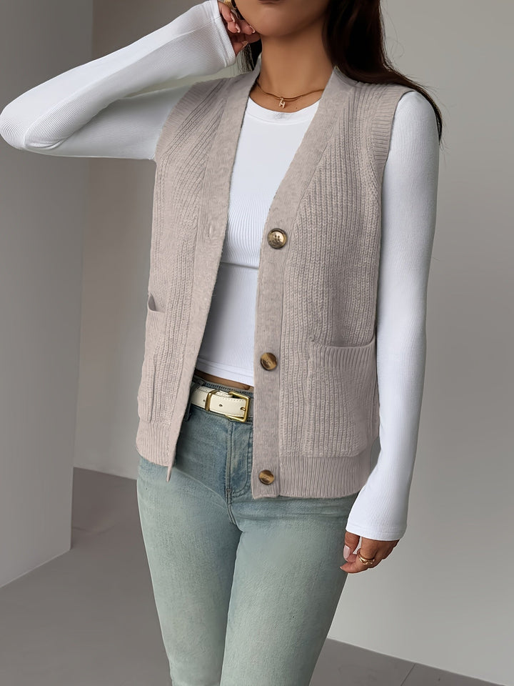 Miriam | Buttoned V-Neck Knit Vest