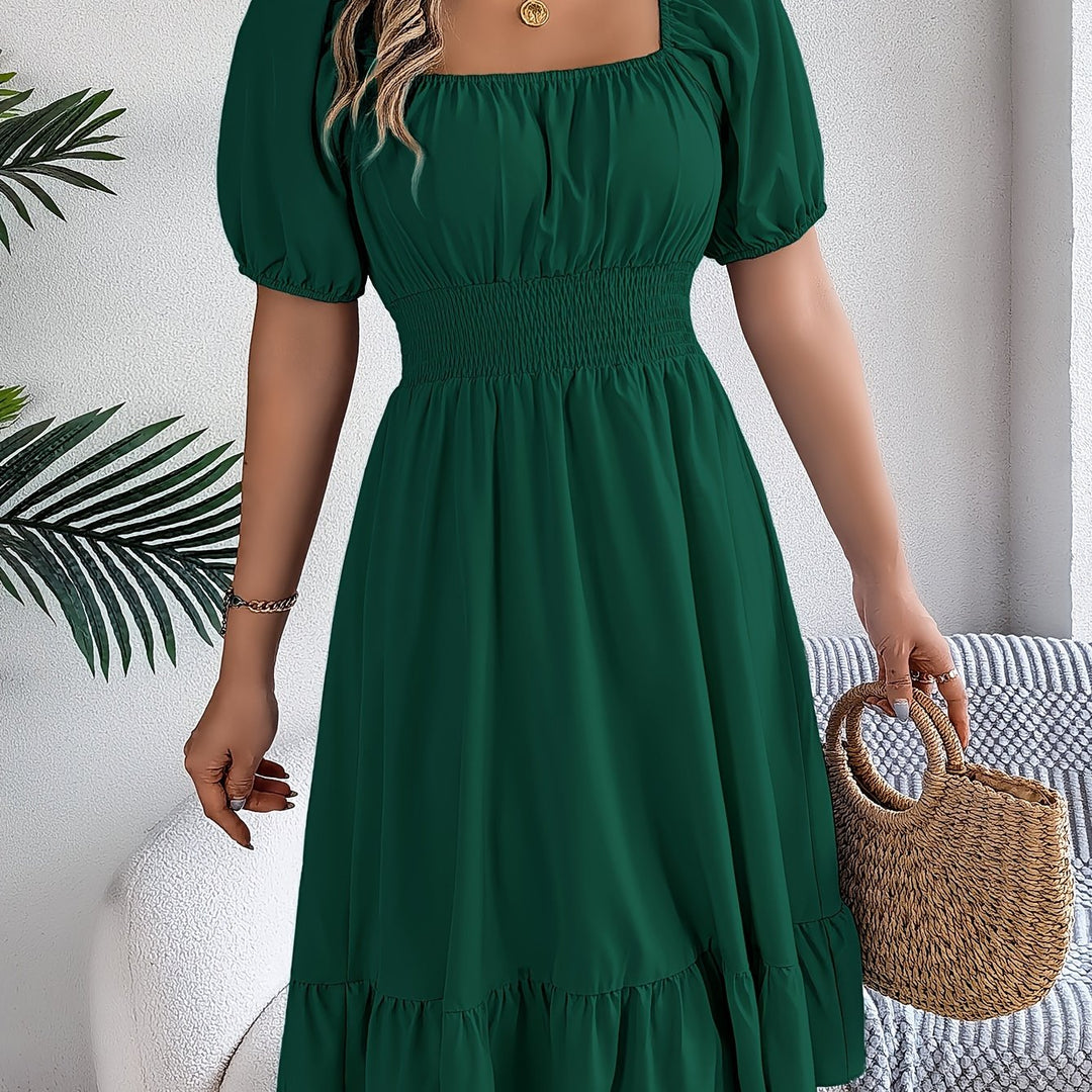 Whitney | Square Neck Ruffled A-Line Dress