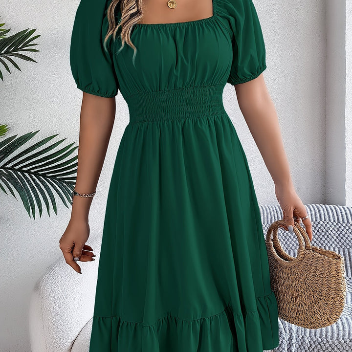 Whitney | Square Neck Ruffled A-Line Dress