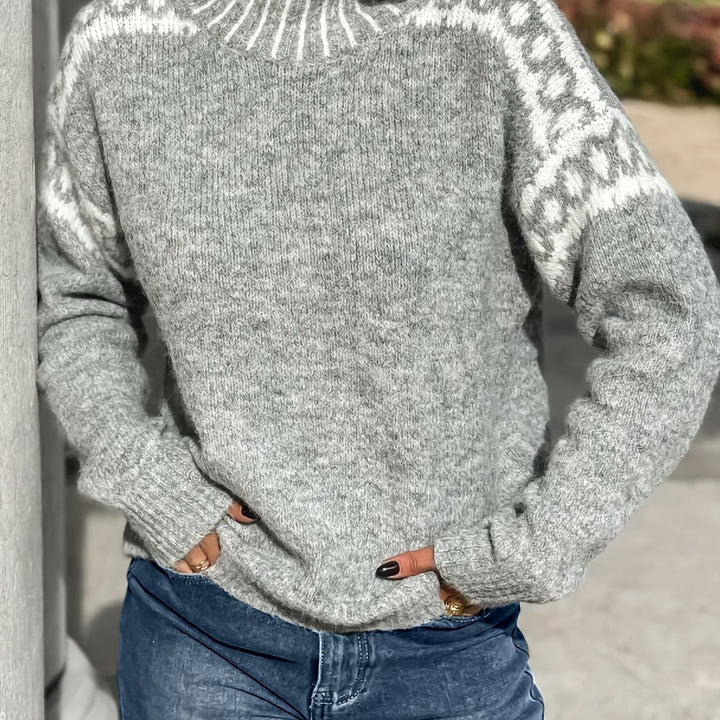 Corinna | Contrast-Trim Mock-Neck Jumper