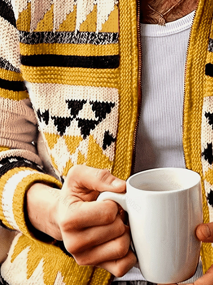 Callum | Patterned Zip-Up Cardigan