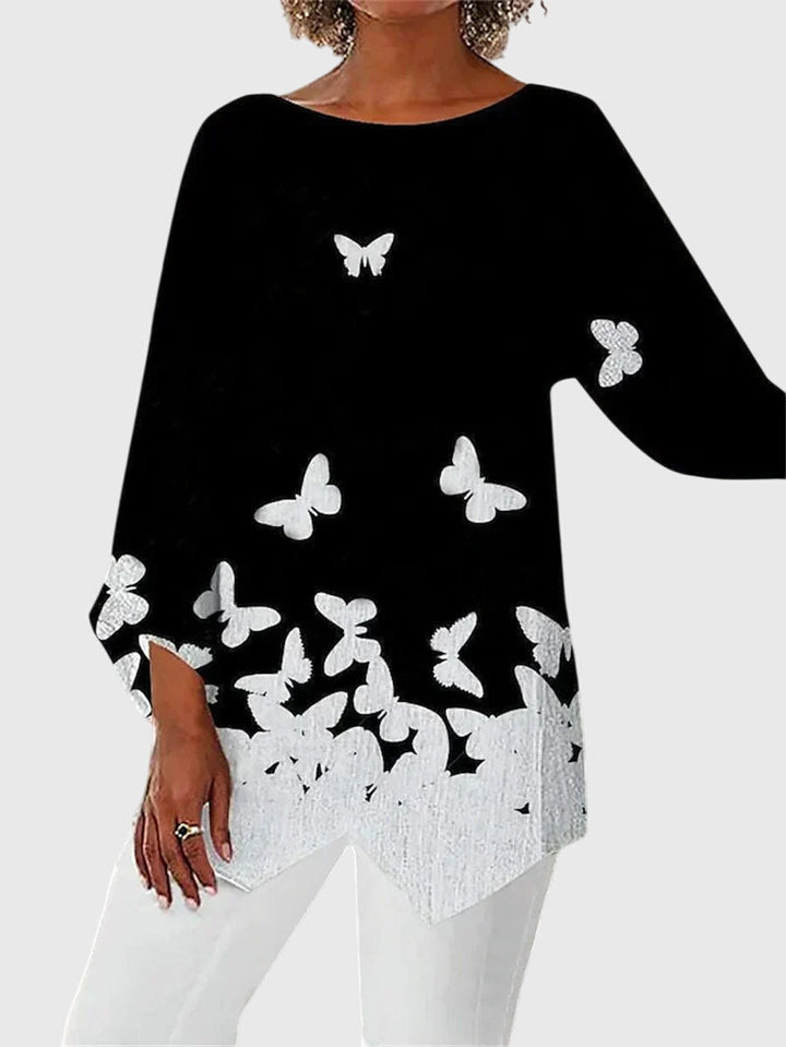 Kathleen | Shimmer Butterfly Long-Sleeve Top