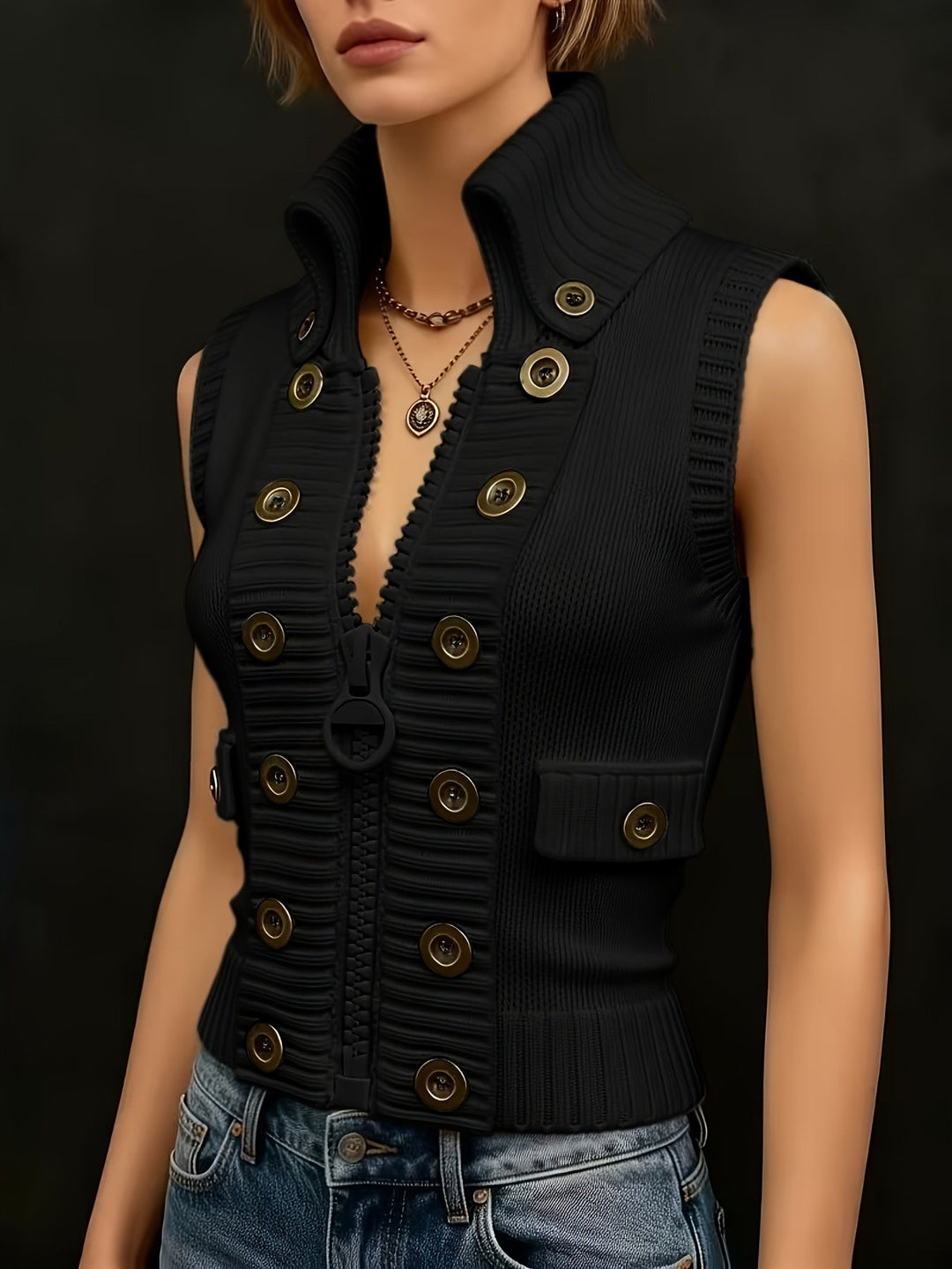 Tessa | High-Collar Zip Vest