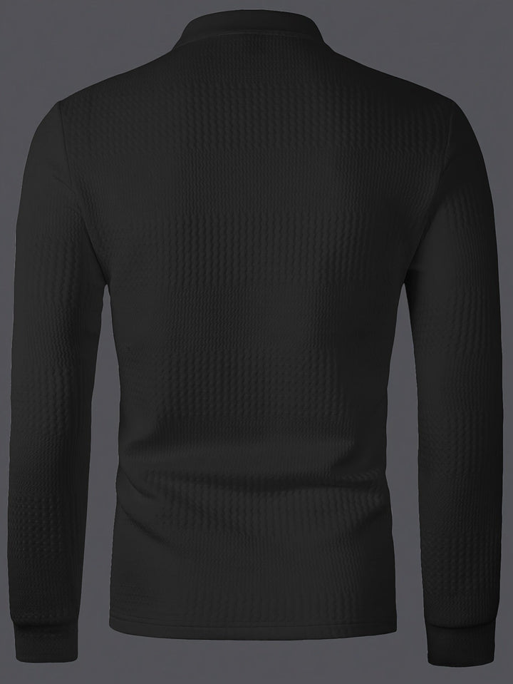Fletcher | Textured Long-Sleeve Polo Shirt