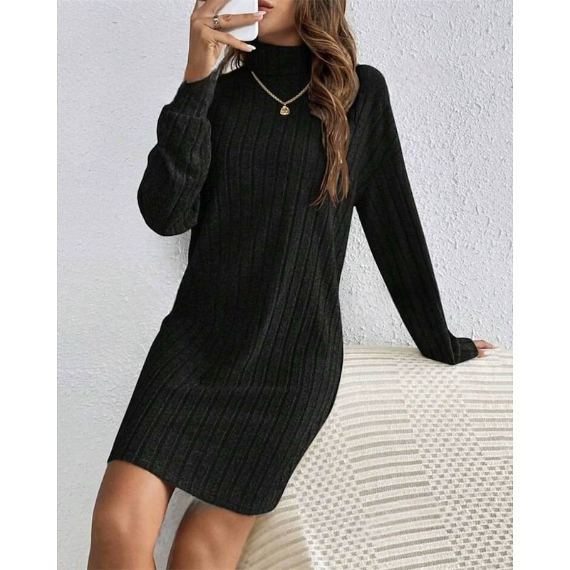 Cornelia | Ribbed Roll-Neck Dress