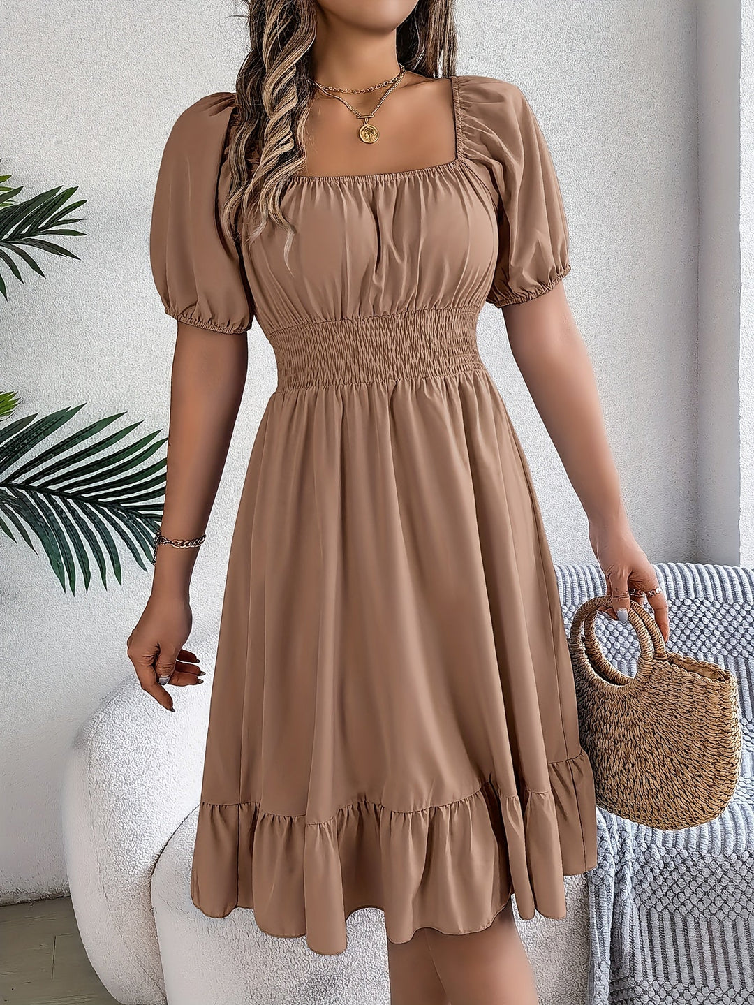 Whitney | Square Neck Ruffled A-Line Dress