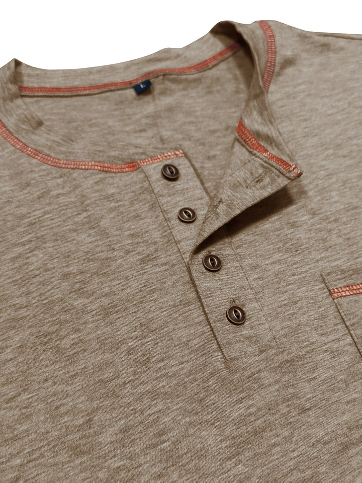 Reuben | Contrast-Stitch Long Sleeve Henley
