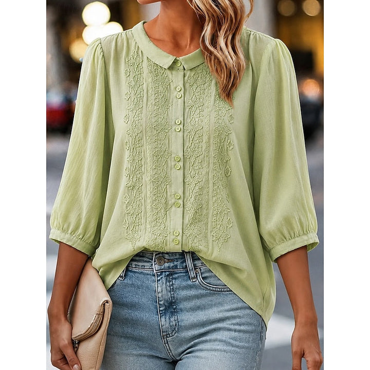 Paige | Embroidered Peter Pan Collar Blouse