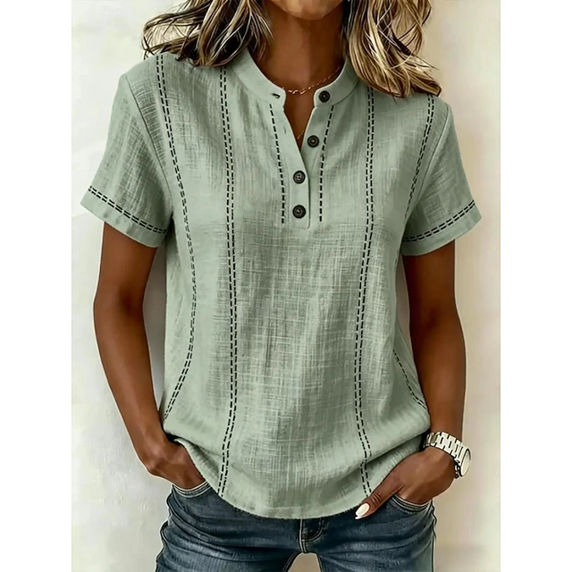 Corinna | Vintage Striped Short-Sleeve Blouse