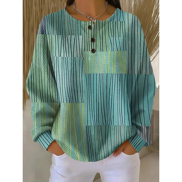 Melody | Button-Neck Print Sweatshirt
