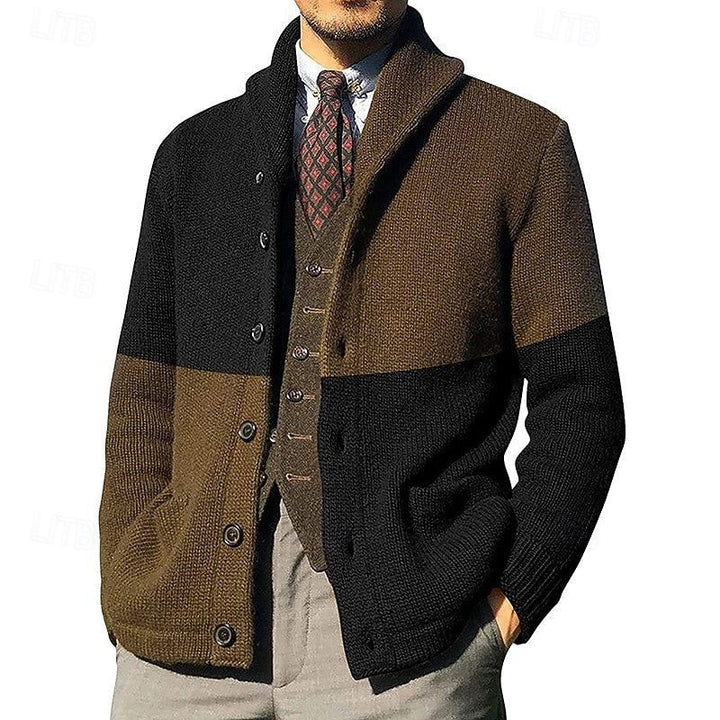 Frederick | colour Block Shawl Collar Cardigan