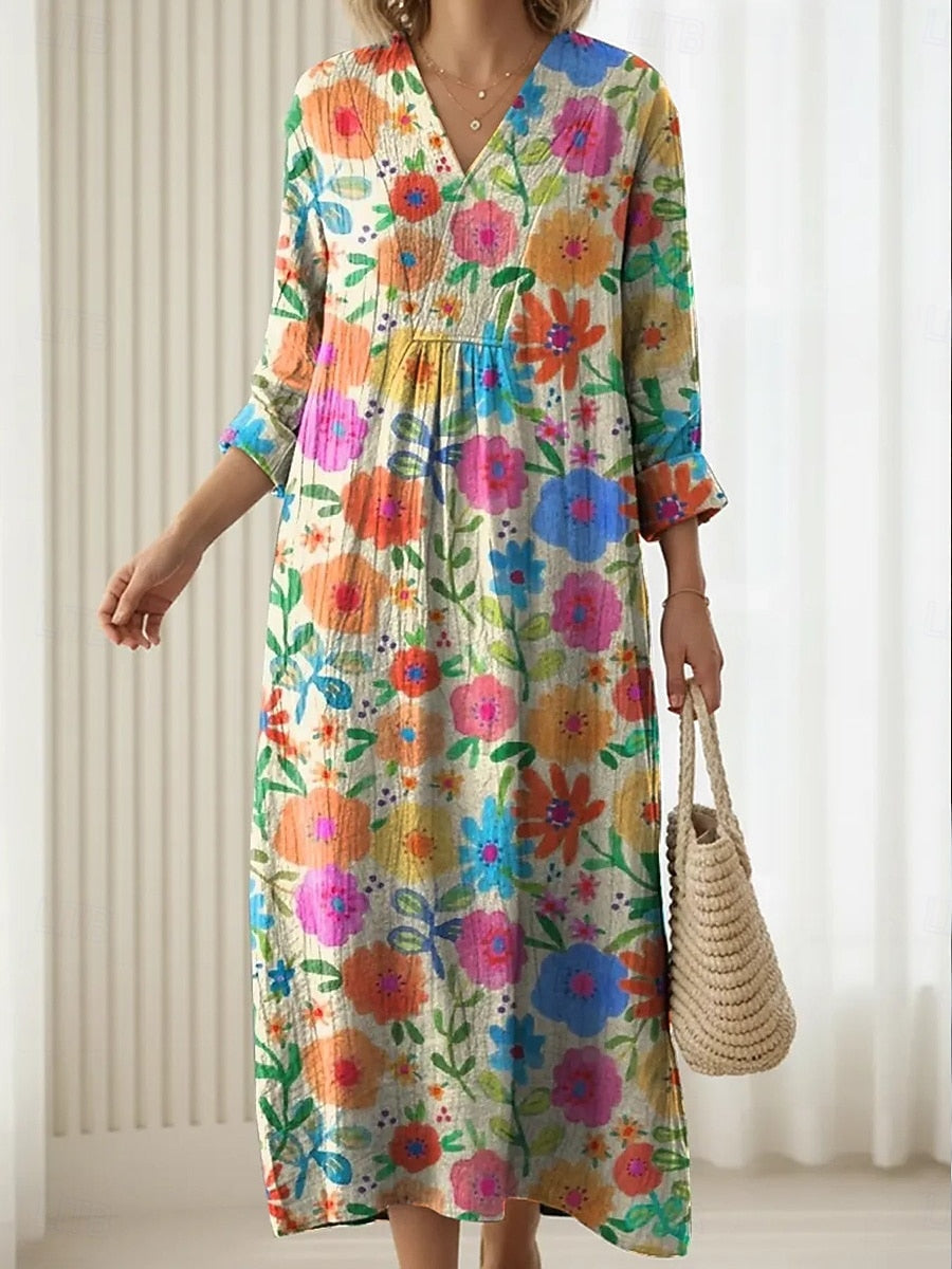 Chelsea | Classic V-Neck Multicolour Comfort Dress