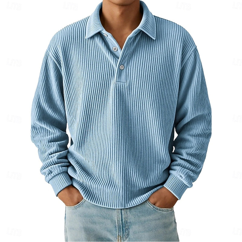 Wallace | Textured Long-Sleeve Polo Shirt