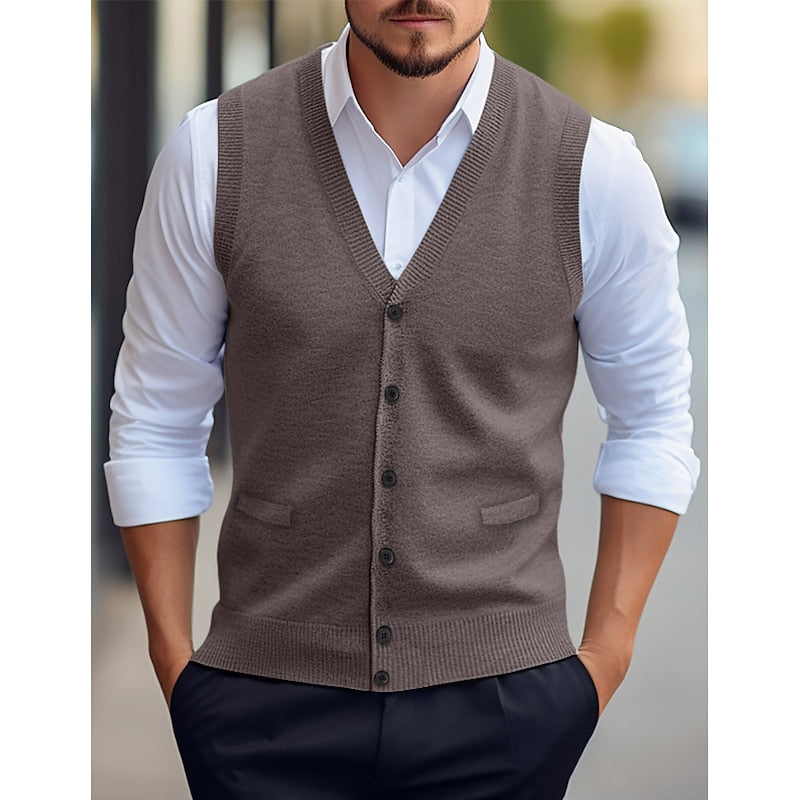 Leonard | Buttoned V-Neck Jumper Vest