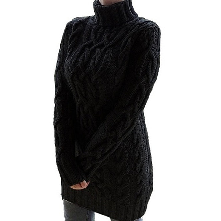 Thea | Cable-Textured Turtleneck Jumper Dress