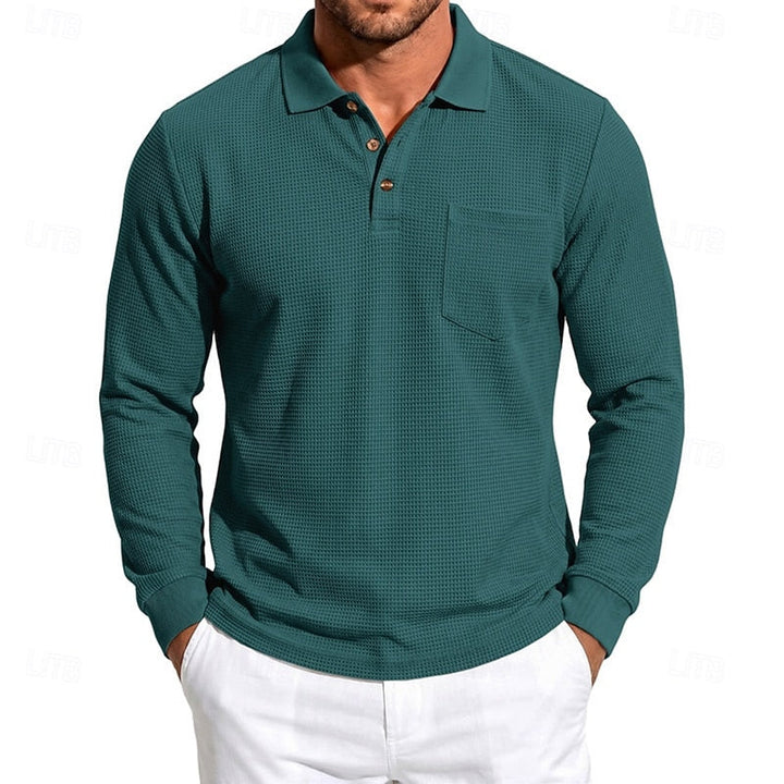Quentin | Textured Long-Sleeve Polo Shirt