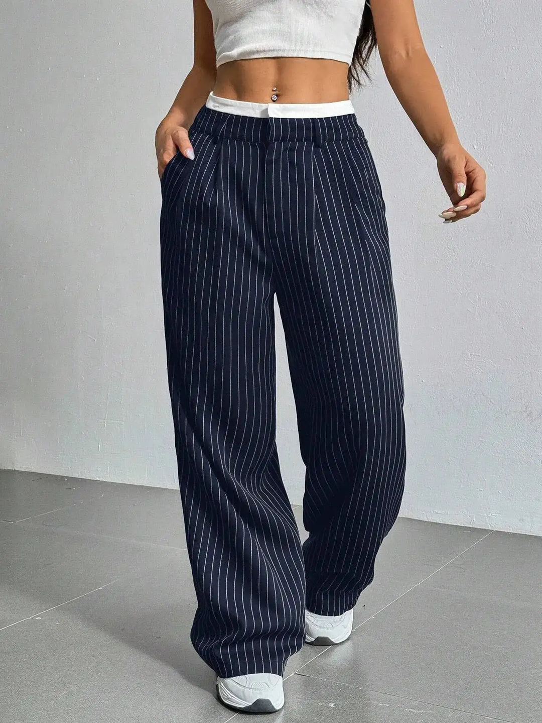 Grace | Casual Striped Wide Trousers