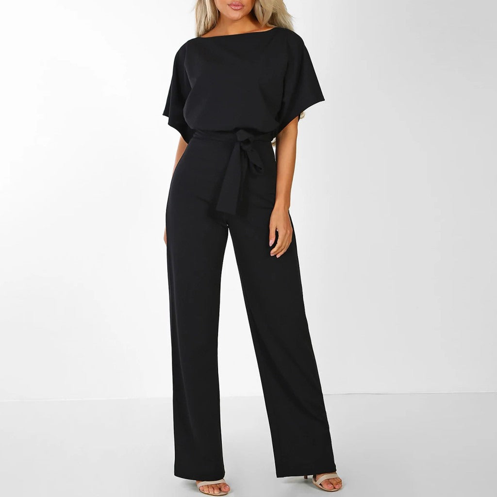 Gwyneth | Elegant Wide-Leg Belted Jumpsuit