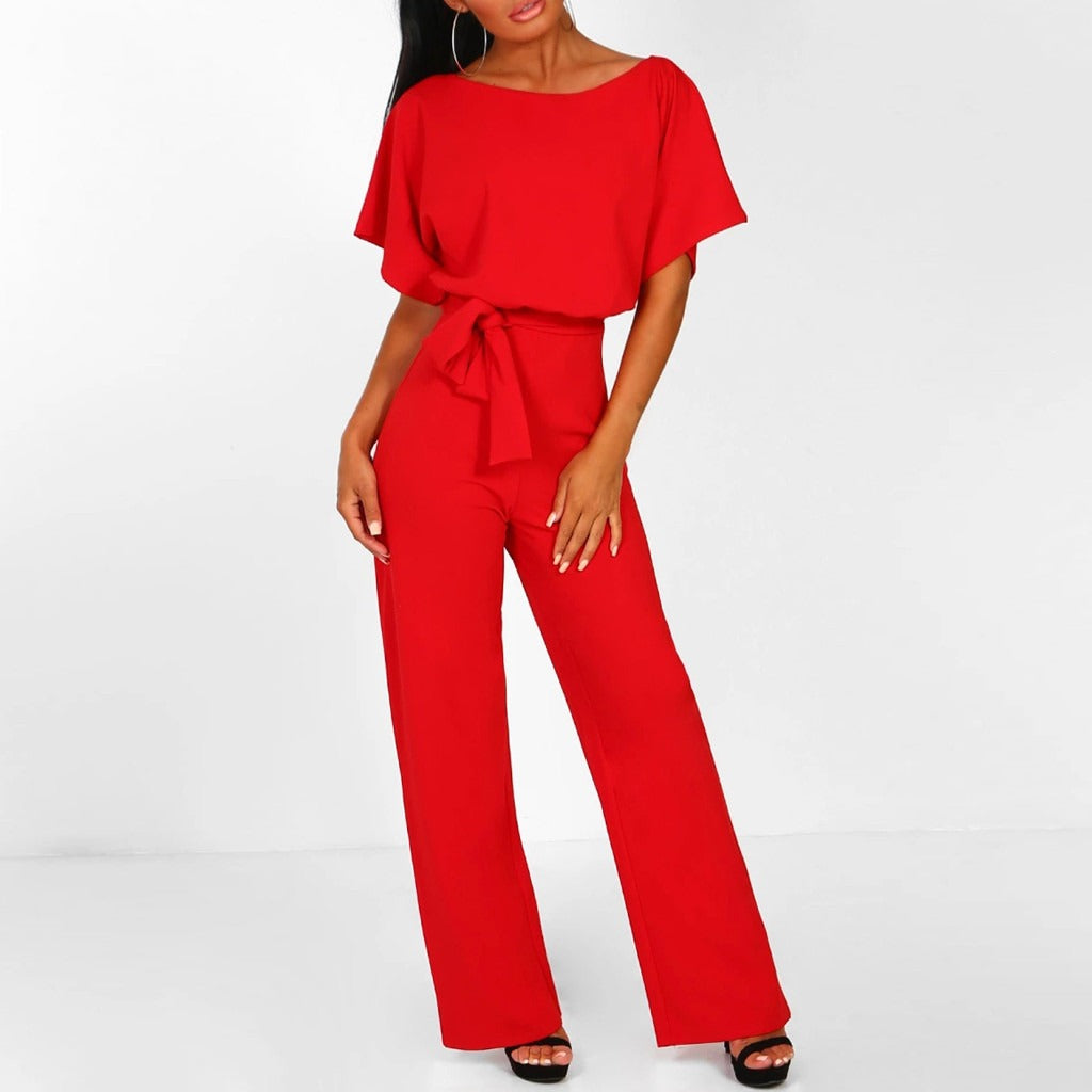 Gwyneth | Elegant Wide-Leg Belted Jumpsuit