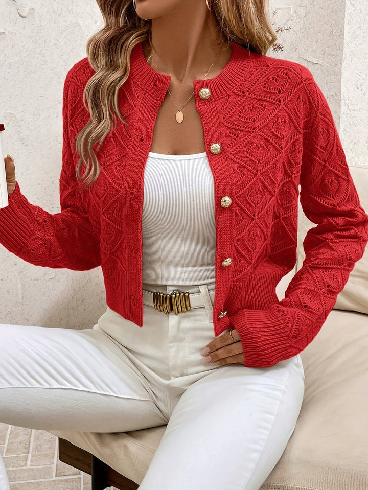 Della | Textured Button-Front Cardigan