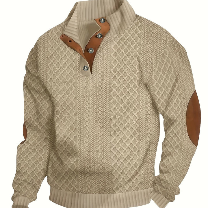 Ronan | Stand Collar Button Henley Jumper