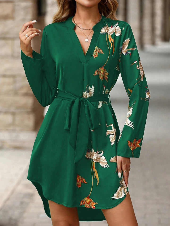 Gemma | Belted Print Shirt Dress