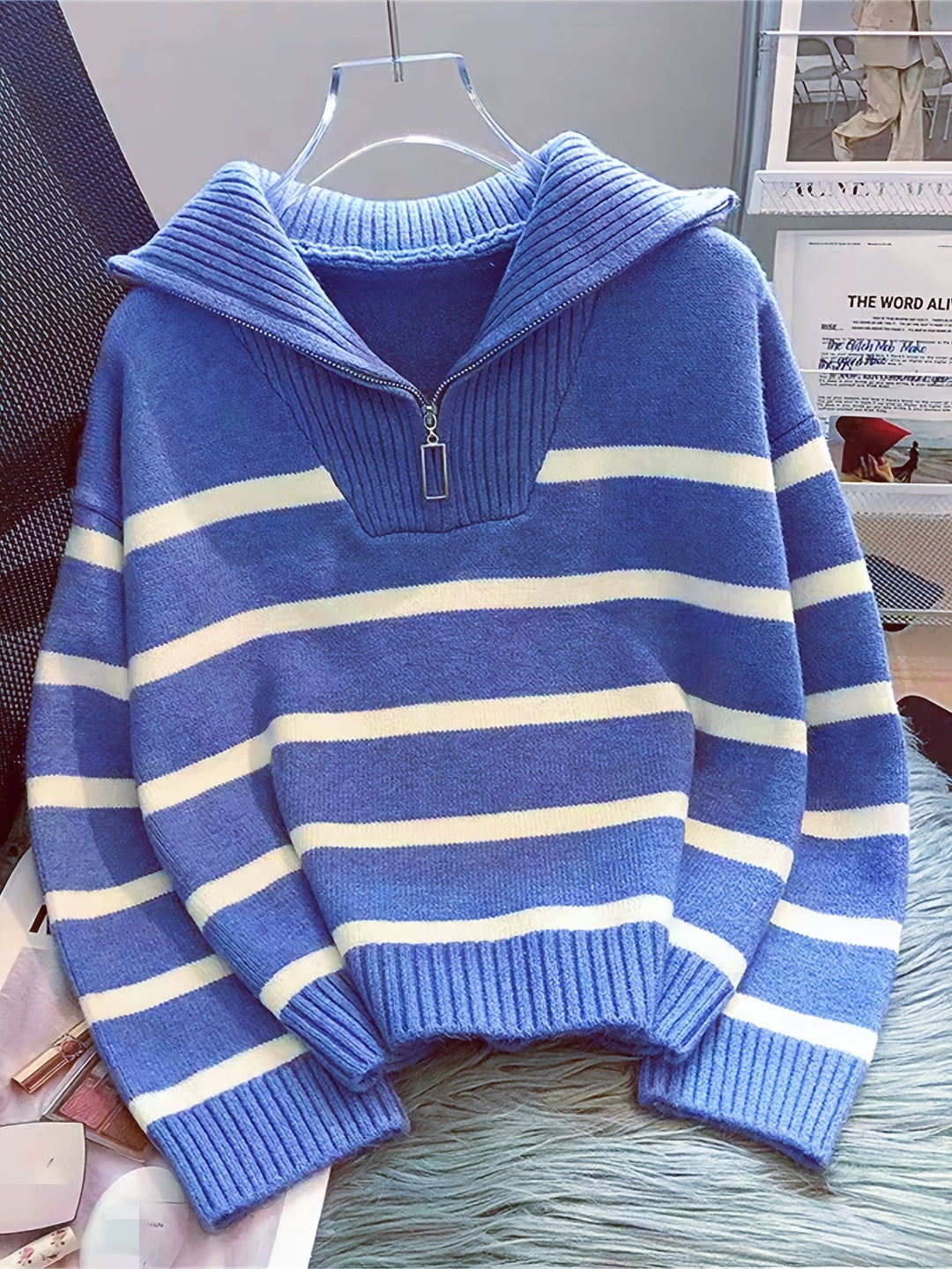 Sabina | Striped Quarter-Zip Jumper