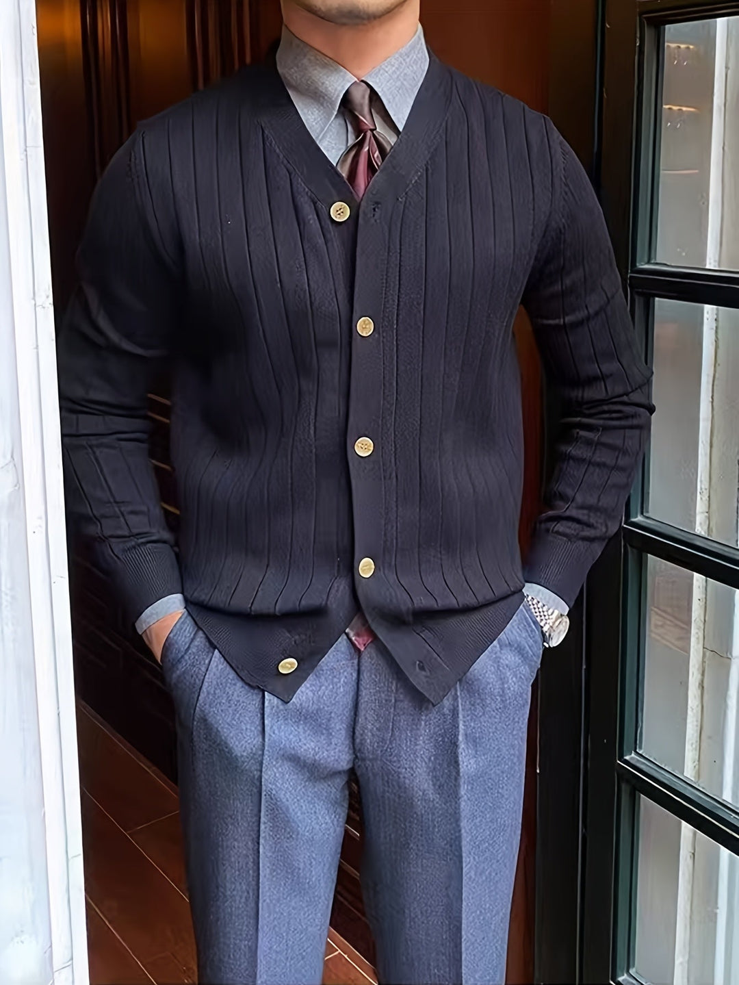Arthur | Ribbed Button-Up Cardigan